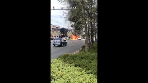Truck explosion caught on video as fire service rushes to the scene