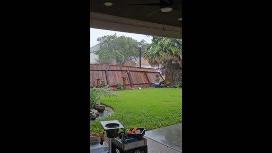 Hurricane Beryl topples fence in Pearland, TX