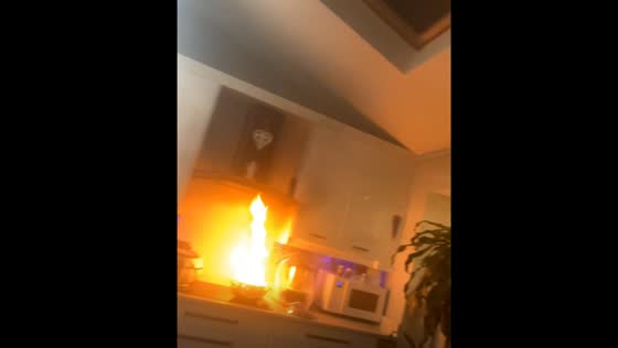 Pan catches fire while cooking in Coventry, UK