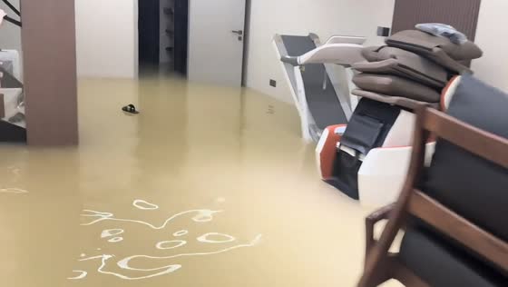 Severe indoor flooding hits home during Typhoon Dolphin in Taizhou, Zhejiang, China