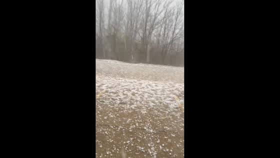 Hailstorm damages vehicles during severe storm in Solon, Ohio, USA