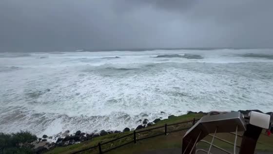 Powerful waves hit Ballina as Cyclone Alfred approaches in New South Wales, Australia