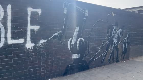 Possible new Banksy art: 'another world is possible' on Euston Road, London