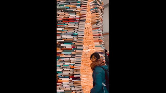 A towering column of knowledge in Prague, crafted from 8,000 salvaged books