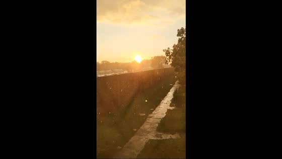 Sunset downpour in Boston, Massachusetts, USA