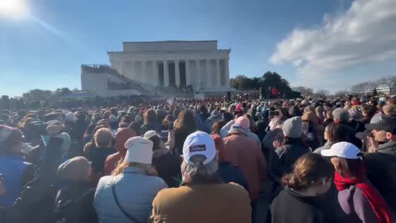 Buddhist monks finish peace walk at Lincoln Memorial in Washington, D.C., USA