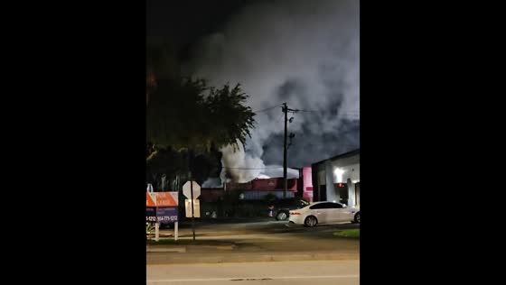 Fire breaks out at garbage disposal company in Fort Lauderdale, Florida, USA