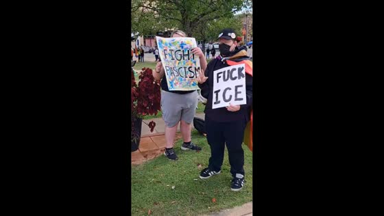 Demonstrators rally at R for Resistance protest in Jacksonville, Alabama, USA