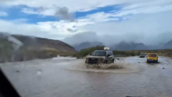 Flash flooding submerges State Route 159 in Las Vegas, USA