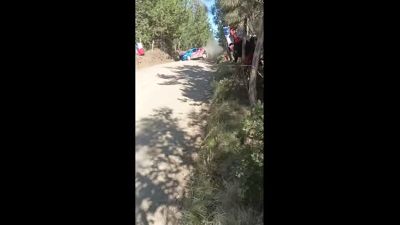 Vehicle in FIA WRC championship veers off road towards spectators in Bio Bio, Chile