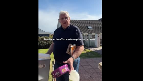 Daughter surprises dad in Carrickfergus after flying from Toronto