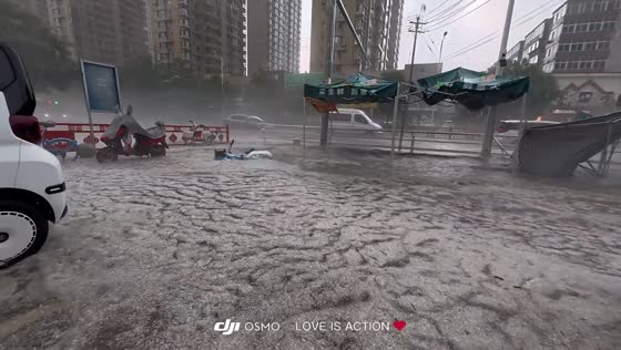 Severe hailstorm blankets streets in Anshan, Liaoning, China