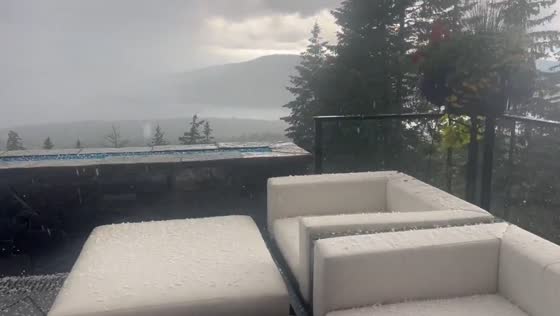 Heavy hail blankets town in Whitefish, Montana