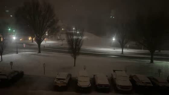 Timelapse of snow covering college campus in Harrisburg, Pennsylvania, USA