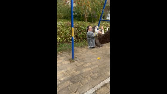 Woman and dog tumble from swing in Heilongjiang, China