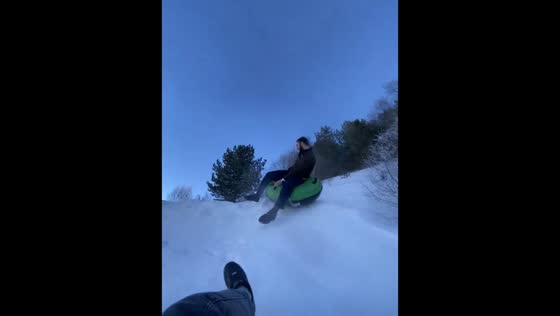 Floater ride goes wrong on snowy slope in Chechnya, Russia
