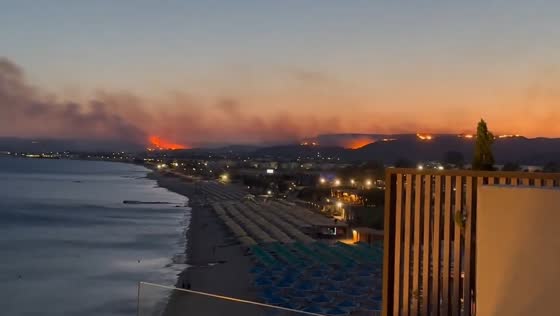 Wildfires seen from balcony in Kos, Greece
