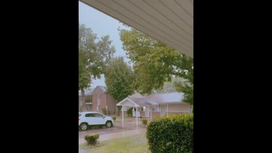 Loud rainstorm hits neighborhood in Oklahoma, USA