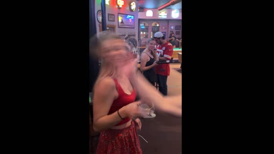 Girl gets knocked out during a hurricane shot in Pittsburg, Kansas