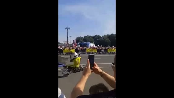 Biker falls during Veliky Novgorod City Day Motocross show
