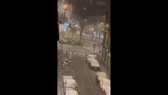 Heavy snowfall blankets Paris streets, France