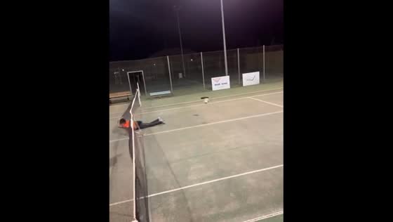 Person falls into net while attempting header in Baillargues, France