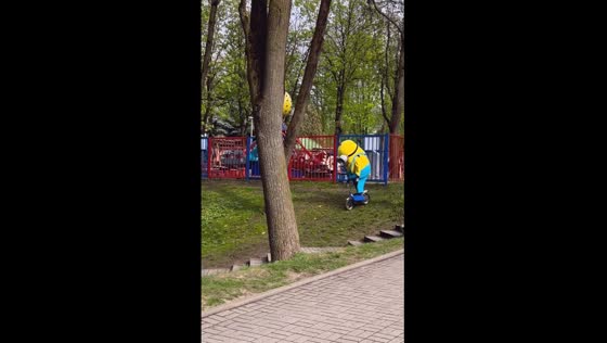 Belarusian man goes viral riding tiny bike dressed as minion