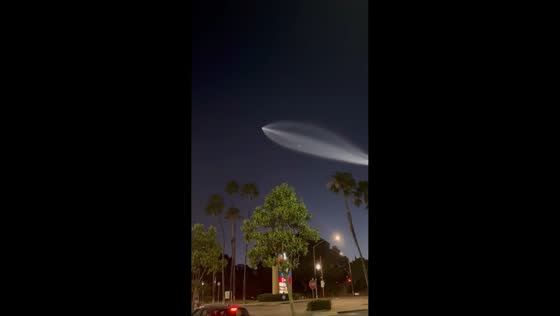 SpaceX Falcon 9 launch lights up evening sky over San Diego, California, USA