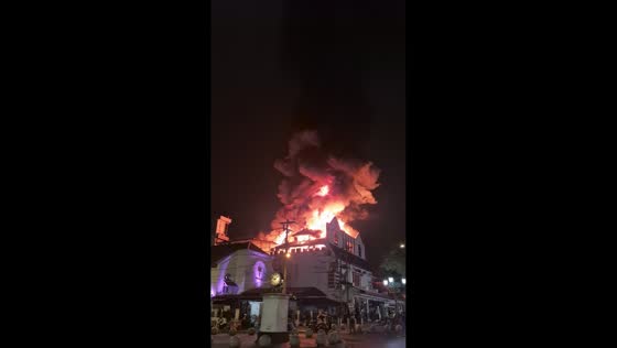 Massive fire engulfs Hamzah Batik store in Yogyakarta, Indonesia