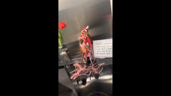 Elf prank cuts Barbie’s hair in Slough, England, UK