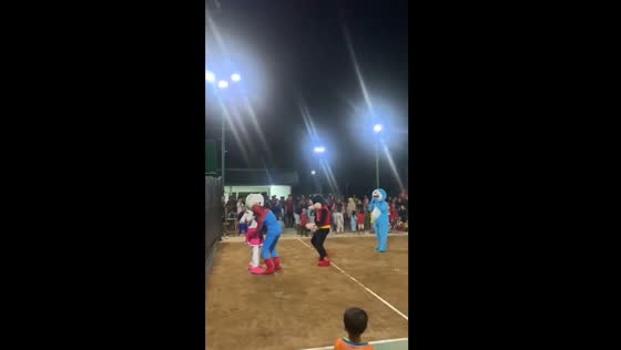 Costumed volleyball: a playful tumble and cheers in Madiun