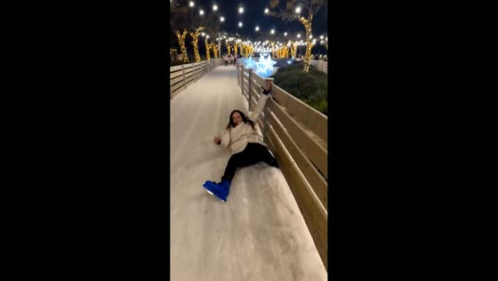 Ice skater loses balance while dancing in Riccione, Italy