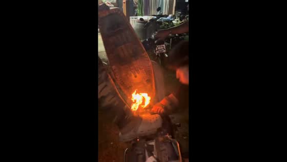 Motorbike briefly catches fire during prank in Phitsanulok, Thailand