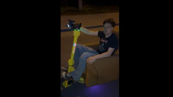 Sofa scooting shenanigans: hilarious electric scooter ride