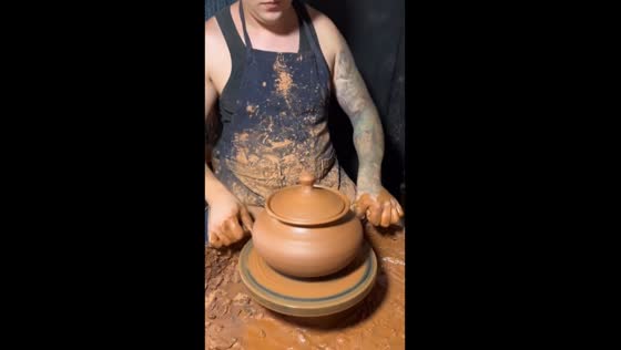 Master potter demonstrates artistry in creating pot and lid
