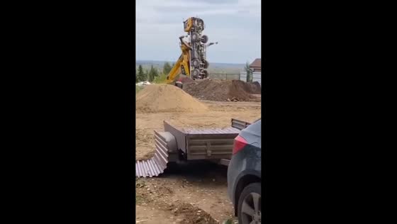 Crane truck overturns as operator jumps clear at a construction site in Guangdong, China