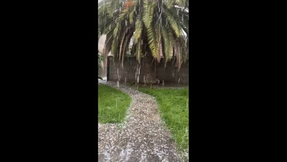 Hailstorm batters neighborhood with strong winds in Buenos Aires, Argentina