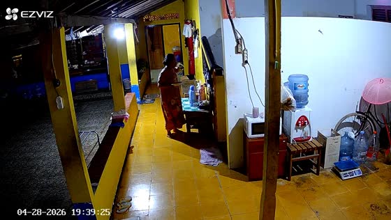 Woman falls while attempting to sit down for dinner in Kebumen, Java, Indonesia