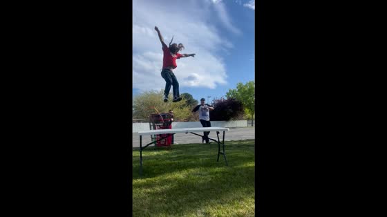Shopping cart table jump goes wrong in West Jordan, Utah, USA