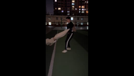 Friends spin in human propeller in Hebei, China