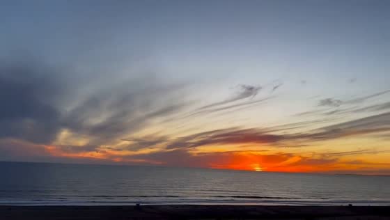 Stunning sunset at the beach in Santa Monica, California, USA