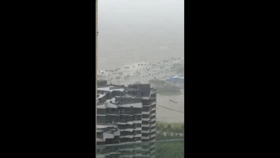 Streets flooded as Typhoon Ragasa pushes seawater inland in Zhuhai, China