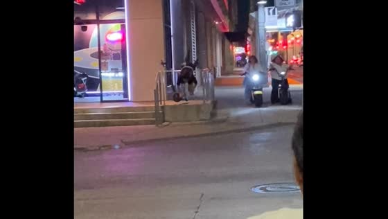 Scooter rider falls after hitting barrier in Downtown Houston
