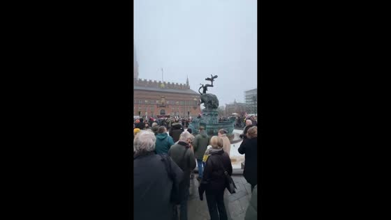 Large “Hands off Greenland” protest marches through City Hall Square in Copenhagen, Denmark
