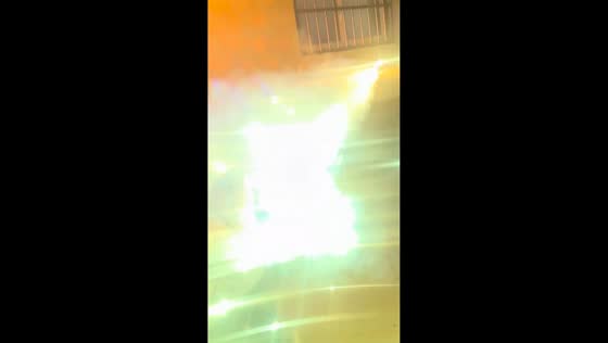 Firecracker fountain briefly malfunctions and sparks toward holder in Shandong, China