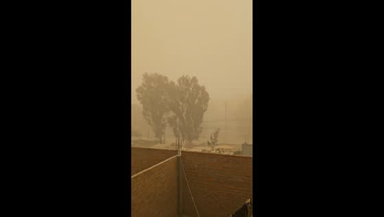 Sandstorm reduces visibility along the coast in Paracas, Peru