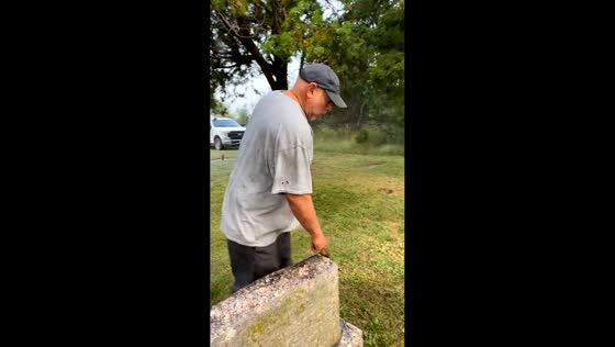 Coworker accidentally trips over headstone while throwing stick in Newton, USA