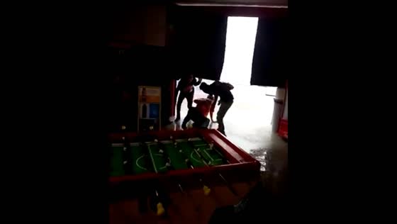 Person falls after door hits head during rainy shelter attempt