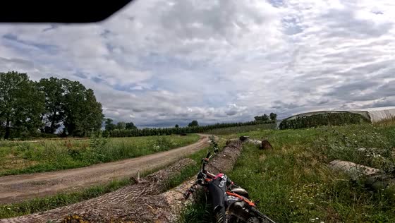 Motorbike crash into woodpile after missed curve in Magnuszew, Poland