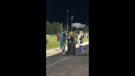 Football player shares homecoming crown in Sandy Springs, Georgia, USA